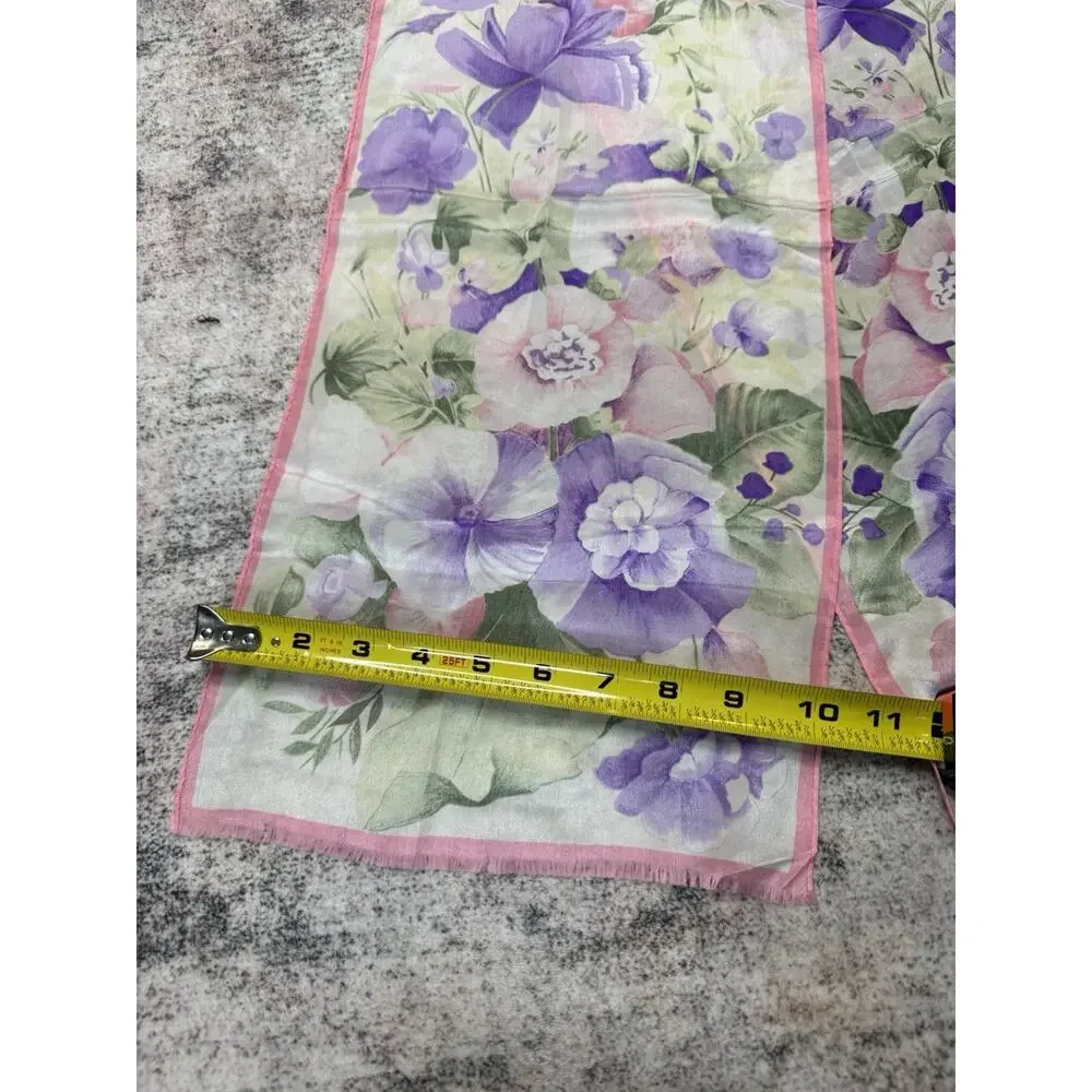 Vintage Oscar De La Renta Womens Silk Flower Scarf Sheer
